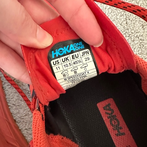 HOKA ONE ONE Speedgoat 4 Running Shoes Men Low-top Orange/Blue - Picture 6 of 8